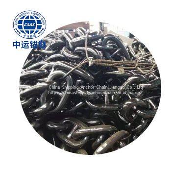 87mm Black Painted floating wind power platform  studless link anchor chain