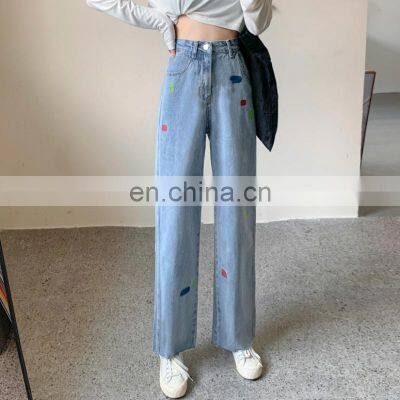 Wholesale Customization Women's Trousers Jeans Fall Loose Straight-leg Jeans Pants High Waist Pants Fashion Loose Trousers photo-4