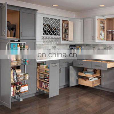 Custom House Building Project High End Quality Gray Color Cupboard With Commercial Kitchen Sink American Kitchen Design photo-2