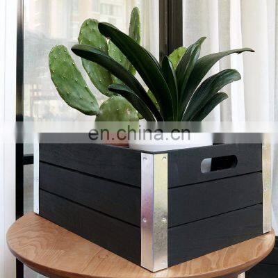 Decorative Storage Wooden Crates With Metal Trims photo-2