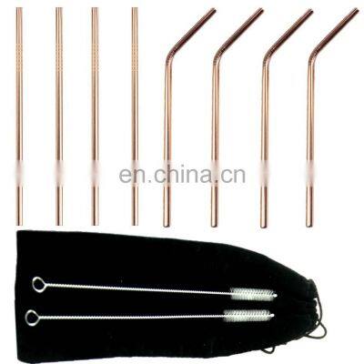 High Quality Stainless Steel Water Bottle Drinking Rose Gold Straw photo-3