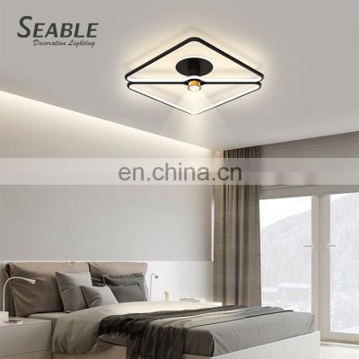 Personality Fashion Indoor Decoration Black Aluminum Bedroom Living Room Modern LED Ceiling Lamp