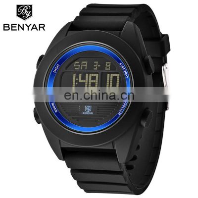 BENYAR BY-8002 Men's Digital Watches LED Black Alarm 30m Waterproof Sport Watches For Men Relogio Masculino