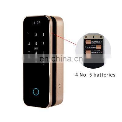 Smart Safety Aluminum Glass Door Lock Card Password Frameless Magnetic Card Automatic Sliding Glass Door Lock
