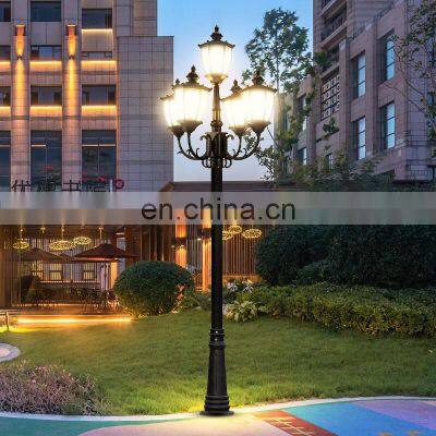 European Style All Die-cast Aluminum Garden Lantern Lamp Matte Black Fence Post Lights Outdoor Landscape Lighting Post Light