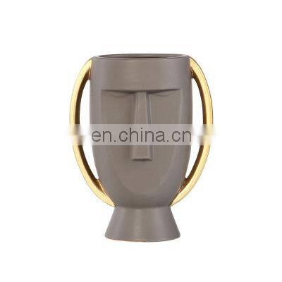 Nordic INS Style Figurines Frosted Creative Face Design Model Home Room Flowers Decorative Ornament Abstract Ceramic Vase