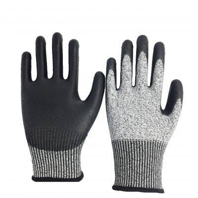 Cut Level 5 Gloves Explained ANSI A5 13G HPPE Liner PU Coated Kevlar Glass Proof Gloves Wood Chopping Gloves