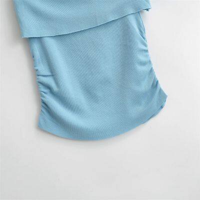 Spring New European and American Style Women's Retro Round Neck Temperament Niche Sexy off Shoulder One Shoulder Top photo-4