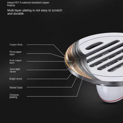 Modern All Copper Floor Drain for Kitchen and Bathroom Anti-Odor Anti-Insect Anti-Blocking Anti-Overflow for Shower Room photo-3