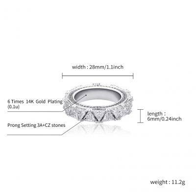 Hip Hop Claw Setting Triangle CZ Stone Bling Ice Out Round Finger Rings for Men Rapper Jewelry Drop Shipping photo-4