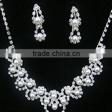 Double-Layer Imitation Pearl Beads Necklace Drop Handmade Jewelry Set photo-2