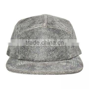 Fashion Leather Distressed Grey 5 Panel Cowboy Hat Cheap photo-3