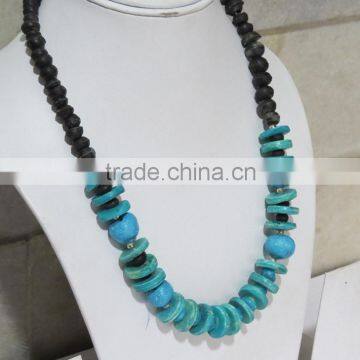 Ivory Glass Beads Necklace Bone Jewelry Beach Carved Pendant