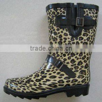 Leopard Printed Women's Short Wellington Boots