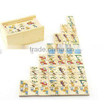 Wooden toy box domino game for children