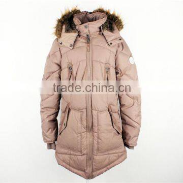 Lady's fashion hot selling stock clothing padded jacket with AC coated