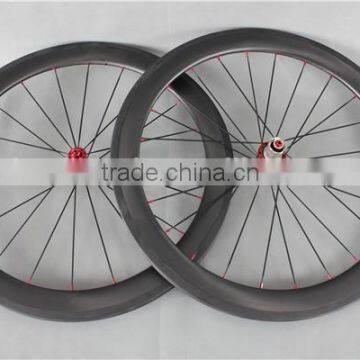 Full Carbon Fiber Road Bike Wheelset Red R13 Hubs Carbon Bike Wheels W56T
