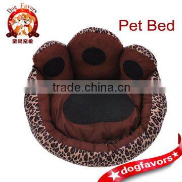 Footprint Leopard Pet Dog Cat Bed House Kennel Doggy Warm Cushion Basket S