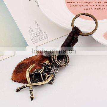 Hot Sale Leather KeyChain High Quality Fashion Skull Pendant Key Chain Rings Vintage Keyring Accessories photo-5