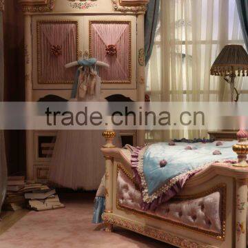 Luxury Style Pink Princess Bedroom Children Furniture for Real Little Princess