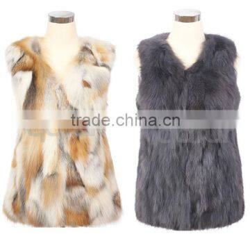 QD30404 Adult Sex Clothes Brand Name Body Warmer Real Fox Fur Vest 2014