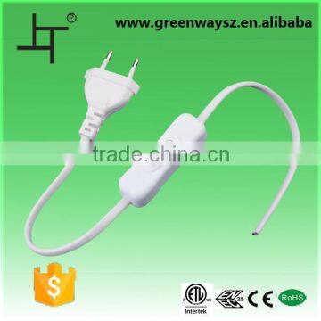 China offer white 2A 250V power cord with inline switch