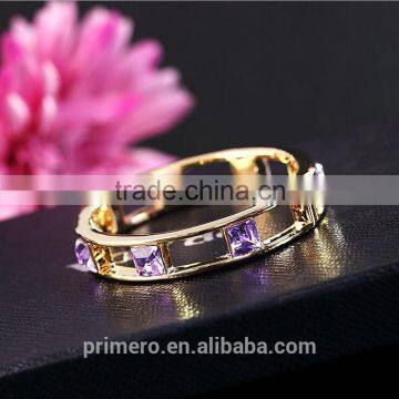 High Quality Style Hollow 18K Gold Plated Square Crystal Bangle Best Gift photo-6