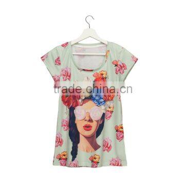 Brand New Custom 3D Printing Hipster Girl Fabric Rock T-shirt