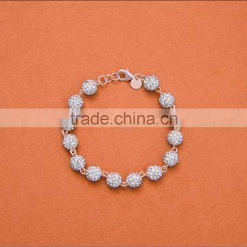 8MM crrystal ball sterling beads 925 sterling silver bracelet in stock