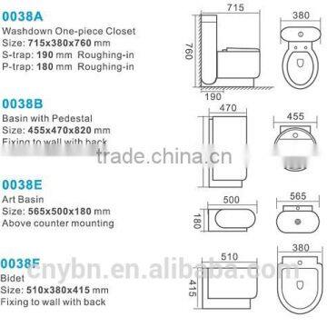Sanitary Ware Ceramic One-piece Toilet Basin Bidet 4 Sets photo-2