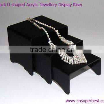 black U-shape acrylic jewelry display riser