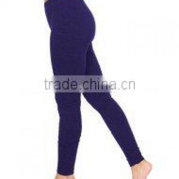 Cotton Spandex Full Length Woman Fitted Leggings / Tights Navy Blue