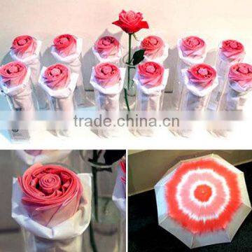 New Ladies Rose flower Bottle Cap Umbrella 3-Fold Anti UV Sun Umbrella