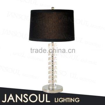 black lampshape modern office/living room table lamp round crystal led electric table lighting