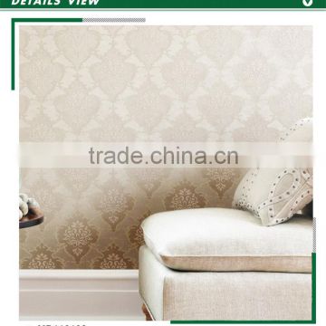 stock lot embossed pvc wallpaper, latte classic damask wall decal for office , imported wall paper maker