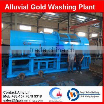 100-200TPH alluvial gold washing trommel scrubber, gold concentration plant