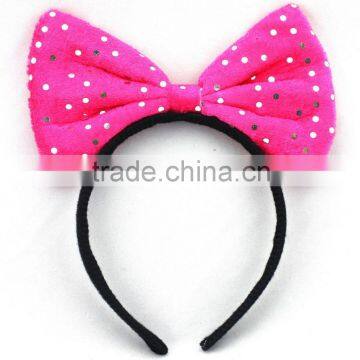 Sequin plush bow tie headband for party