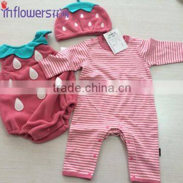 Strawberry elegant kids clothes european kids clothes for cute girls 3 items a set