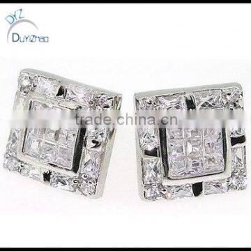 925 sterling silver square stud earrings for men women hip hop style