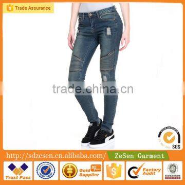 Wholesale Zip Trim Moto Skinny Jeans China Apparel Imported