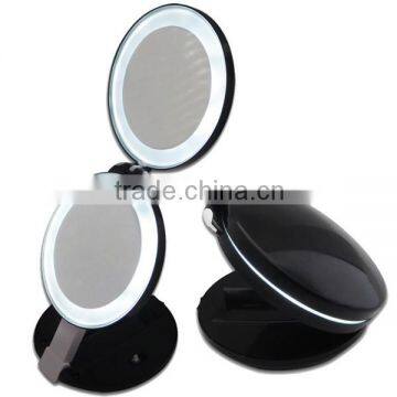 Double side foldable luxury makeup self standing led mirror