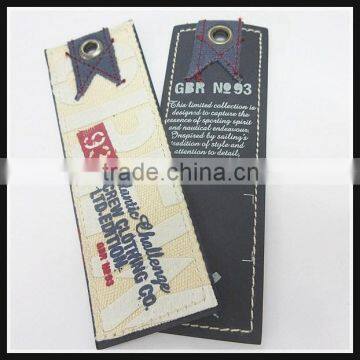 High Quality Tag Label Paper Cloth Hangtag Shoes Backpack Jeans Paper hangtag Free Design