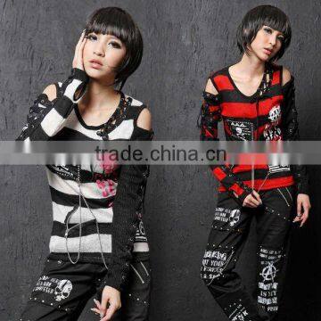 71188 PUNK Rock GOTHIC Sexy Nana STRIPED Sweater Top Knit SHIRT