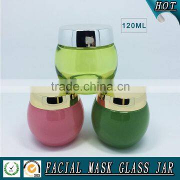 120ML empty green coloured facial mask glass jar