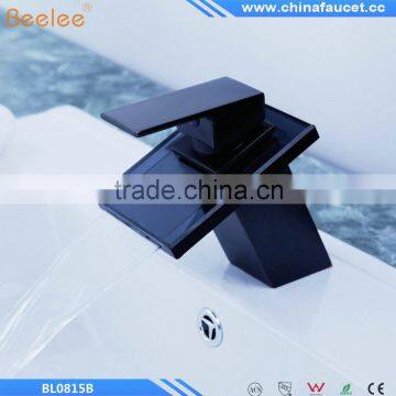 Beelee BL0815B Oil Rubbed Bronze Short Brass Waterfall Basin Sink Faucet Single Handle Vanity Sink Washbasin Mixer Taps