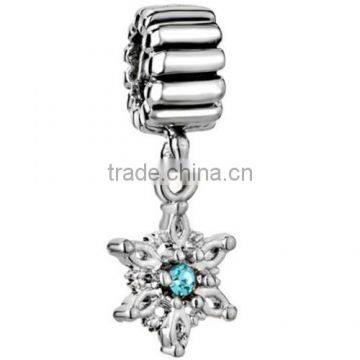 Christmas Snowflake Gift Charm Dangle Bead Festival Silver Snowflake Crystal Charm Bead