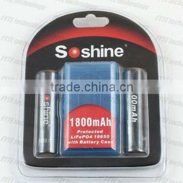 Soshine 18650 1800mAh 3.2V battery with PCB LiFePO4 Battery