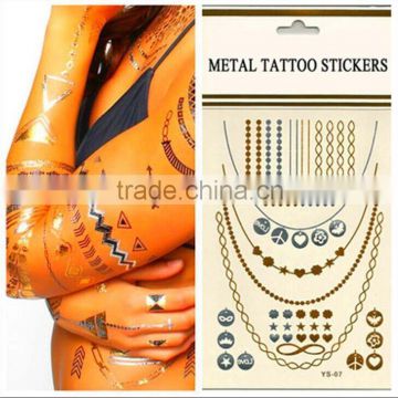 China Supplier High Quality Body Temporary 3D Golden Tattoo Sticker                        
                                                Quality Choice