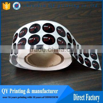 Custom printed fancy adhesive round stickers, roll adhesive PE label