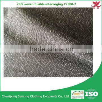 100% Polyester Double Dot Twill 75D Woven Fusible Interlining Y7500-2 interilning fabric